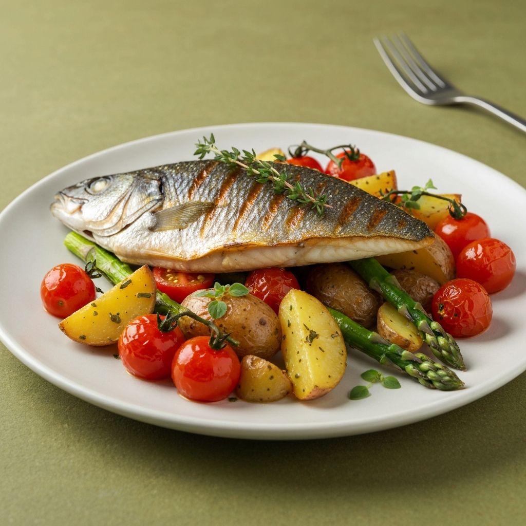 Gegrillter Fisch mit Gemüse